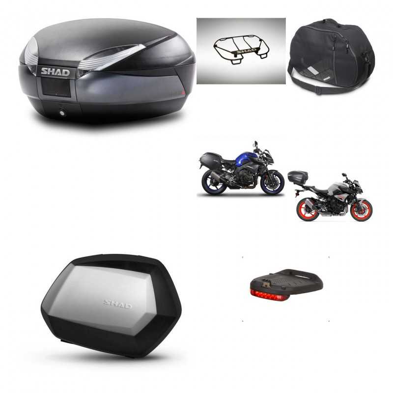 SHAD Maletas laterales + baul trasero accesorios herraje 3p montaje SH48 DARK GREY PREMIUM SC SH35 KIT-272221
