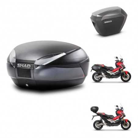 SHAD Side cases + rear trunk + 3p hardware + mounting hardware SH48 DARK GREY PREMIUM SH23 ALU KIT-272231