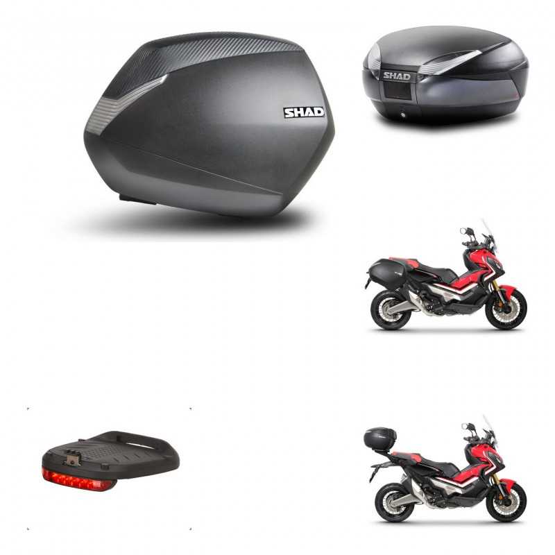SHAD Baul trasero + maletas laterales herraje 3p montaje luz de freno SH36 SH 36 SH48 DARK GREY PREMIUM KIT-272233