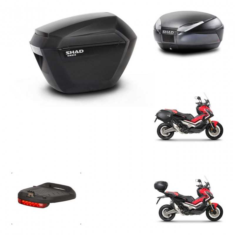 SHAD Baul trasero + maletas laterales herraje 3p montaje luz de freno SH23 SH48 DARK GREY PREMIUM KIT-272234