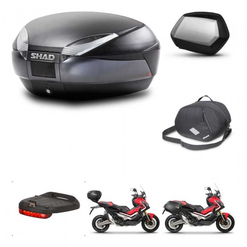 SHAD Maletas laterales + baul trasero accesorios herraje 3p montaje SH48 DARK GREY PREMIUM SC SH35 KIT-272238
