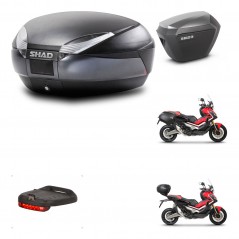 SHAD Maletas laterales + baul trasero herraje 3p montaje luz de freno SH48 DARK GREY PREMIUM SH23 ALU KIT-272240