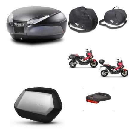 SHAD Maletas laterales + baul trasero accesorios herraje 3p montaje SH48 DARK GREY PREMIUM SC SH35 KIT-272256