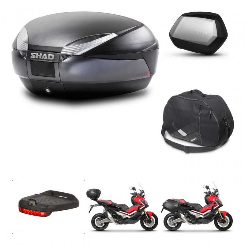 SHAD Maletas laterales + baul trasero accesorios herraje 3p montaje SH48 DARK GREY PREMIUM SC SH35 KIT-272257