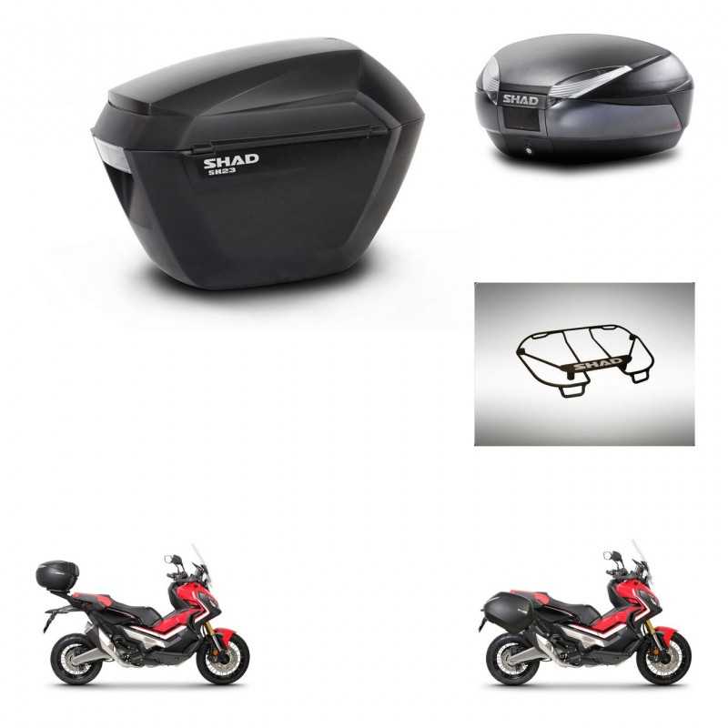SHAD Baul trasero + maletas laterales parrilla portabultos superior herraje 3p montaje SH23 SH48 DARK GREY PREMIUM KIT-272261
