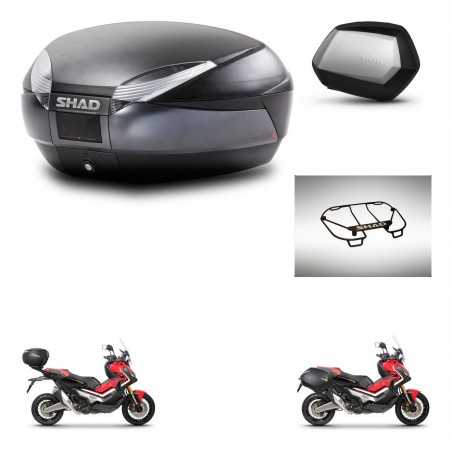SHAD Maletas laterales + baul trasero parrilla portabultos superior herraje 3p montaje SH48 DARK GREY PREMIUM SC SH35 KIT-272266