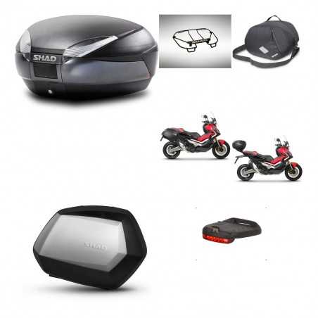 SHAD Maletas laterales + baul trasero accesorios herraje 3p montaje SH48 DARK GREY PREMIUM SC SH35 KIT-272274