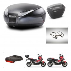 SHAD Maletas laterales + baul trasero accesorios herraje 3p montaje SH48 DARK GREY PREMIUM SH23 ALU KIT-272276