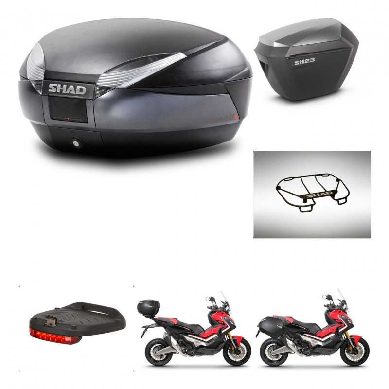 SHAD Maletas laterales + baul trasero accesorios herraje 3p montaje SH48 DARK GREY PREMIUM SH23 ALU KIT-272276