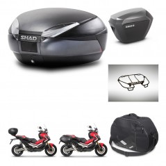 SHAD Maletas laterales + baul trasero accesorios herraje 3p montaje SH48 DARK GREY PREMIUM SH23 ALU KIT-272285