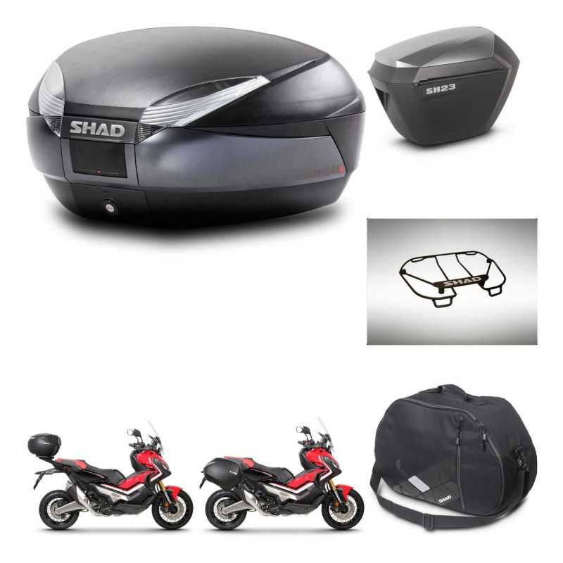 SHAD Maletas laterales + baul trasero accesorios herraje 3p montaje SH48 DARK GREY PREMIUM SH23 ALU KIT-272285