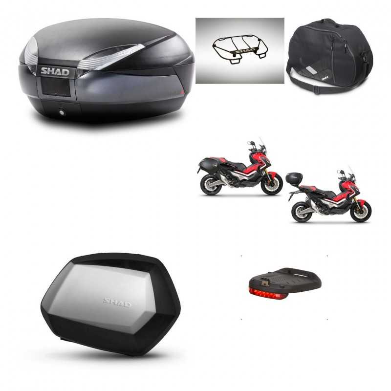 SHAD Maletas laterales + baul trasero accesorios herraje 3p montaje SH48 DARK GREY PREMIUM SC SH35 KIT-272293
