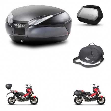 SHAD Maletas laterales + baul trasero bolsa interna herraje 3p montaje SH48 DARK GREY PREMIUM SC SH35 KIT-272301