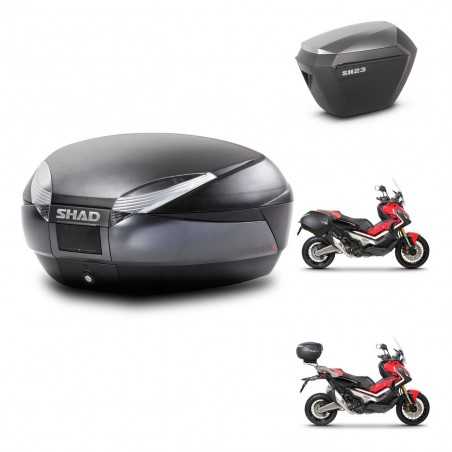 SHAD Maletas laterales + baul trasero herraje 3p montaje SH48 DARK GREY PREMIUM SH23 ALU KIT-272303