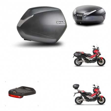 SHAD Baul trasero + maletas laterales herraje 3p montaje luz de freno SH36 SH 36 SH48 DARK GREY PREMIUM KIT-272305
