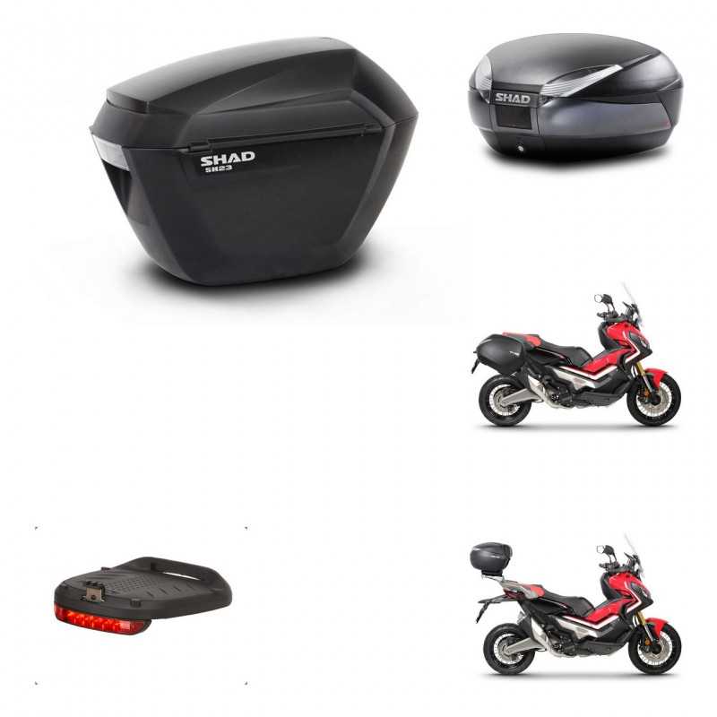 SHAD Baul trasero + maletas laterales herraje 3p montaje luz de freno SH23 SH48 DARK GREY PREMIUM KIT-272306