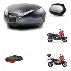 SHAD Maletas laterales + baul trasero herraje 3p montaje luz de freno SH48 DARK GREY PREMIUM SC SH35 KIT-272311