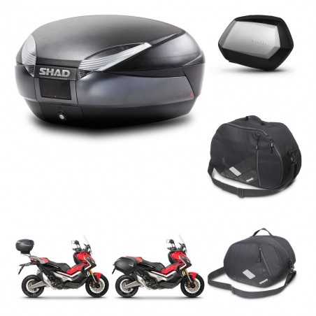 SHAD Maletas laterales + baul trasero accesorios herraje 3p montaje SH48 DARK GREY PREMIUM SC SH35 KIT-272319
