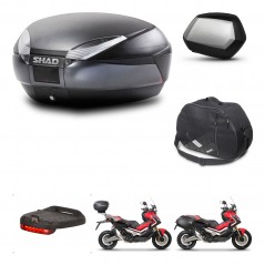 SHAD Maletas laterales + baul trasero accesorios herraje 3p montaje SH48 DARK GREY PREMIUM SC SH35 KIT-272329