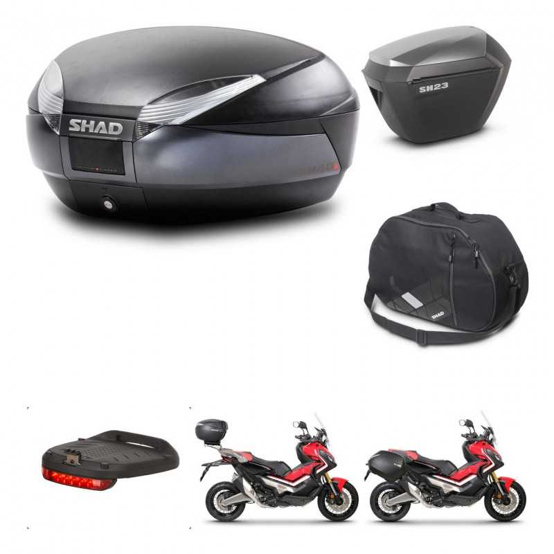 SHAD Side cases + rear trunk + accessories + 3p hardware + mounting hardware SH48 DARK GREY PREMIUM SH23 ALU KIT-272330