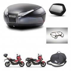 SHAD Maletas laterales + baul trasero accesorios herraje 3p montaje SH48 DARK GREY PREMIUM SC SH35 KIT-272337