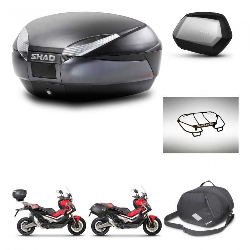 SHAD Maletas laterales + baul trasero accesorios herraje 3p montaje SH48 DARK GREY PREMIUM SC SH35 KIT-272337