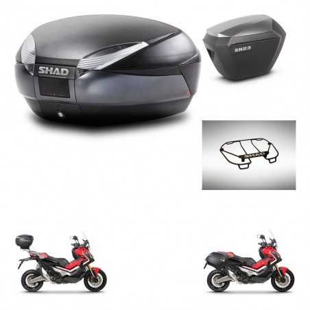 SHAD Side cases + rear trunk + upper rack rack + 3p hardware + mounting hardware SH48 DARK GREY PREMIUM SH23 ALU KIT-272339