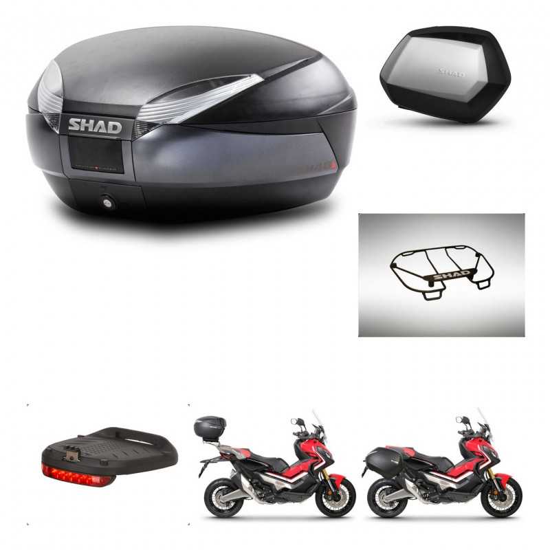 SHAD Maletas laterales + baul trasero accesorios herraje 3p montaje SH48 DARK GREY PREMIUM SC SH35 KIT-272347
