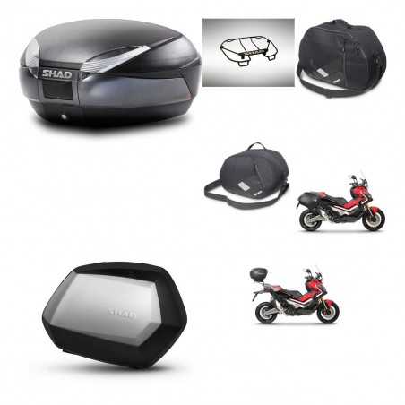 SHAD Maletas laterales + baul trasero accesorios herraje 3p montaje SH48 DARK GREY PREMIUM SC SH35 KIT-272355
