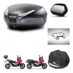 SHAD Maletas laterales + baul trasero accesorios herraje 3p montaje SH48 DARK GREY PREMIUM SC SH35 KIT-272356