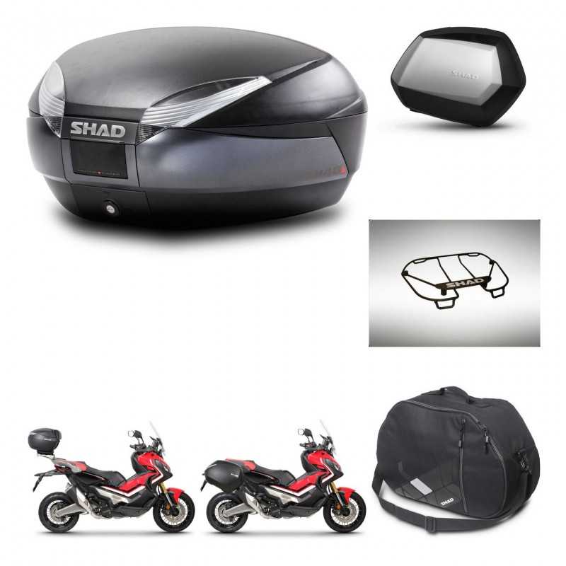 SHAD Maletas laterales + baul trasero accesorios herraje 3p montaje SH48 DARK GREY PREMIUM SC SH35 KIT-272356