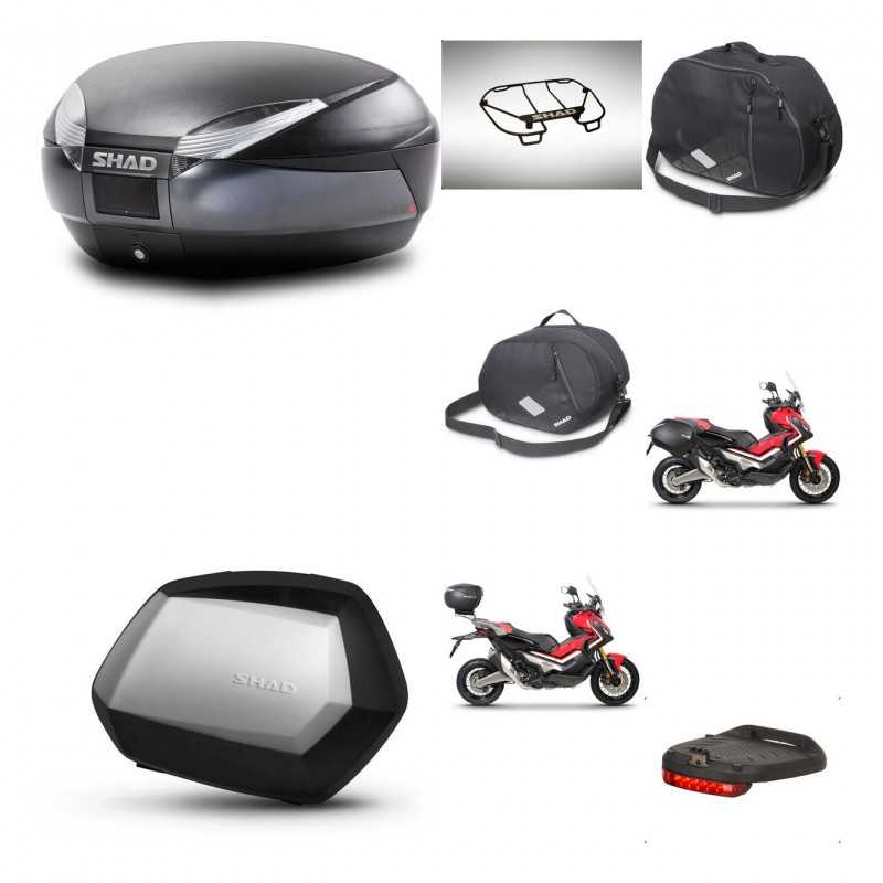 SHAD Maletas laterales + baul trasero accesorios herraje 3p montaje SH48 DARK GREY PREMIUM SC SH35 KIT-272364