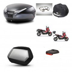 SHAD Maletas laterales + baul trasero accesorios herraje 3p montaje SH48 DARK GREY PREMIUM SC SH35 KIT-272365