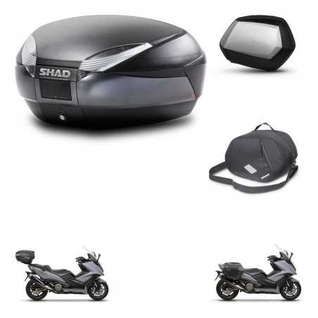 SHAD Maletas laterales + baul trasero bolsa interna herraje 3p montaje SH48 DARK GREY PREMIUM SC SH35 KIT-272373