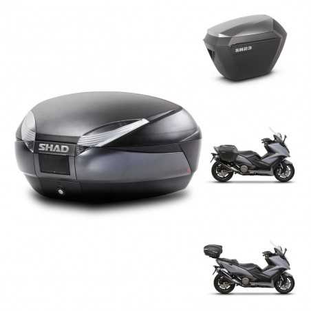 SHAD Maletas laterales + baul trasero herraje 3p montaje SH48 DARK GREY PREMIUM SH23 ALU KIT-272375