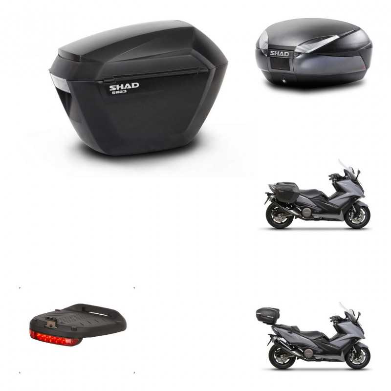 SHAD Baul trasero + maletas laterales herraje 3p montaje luz de freno SH23 SH48 DARK GREY PREMIUM KIT-272378