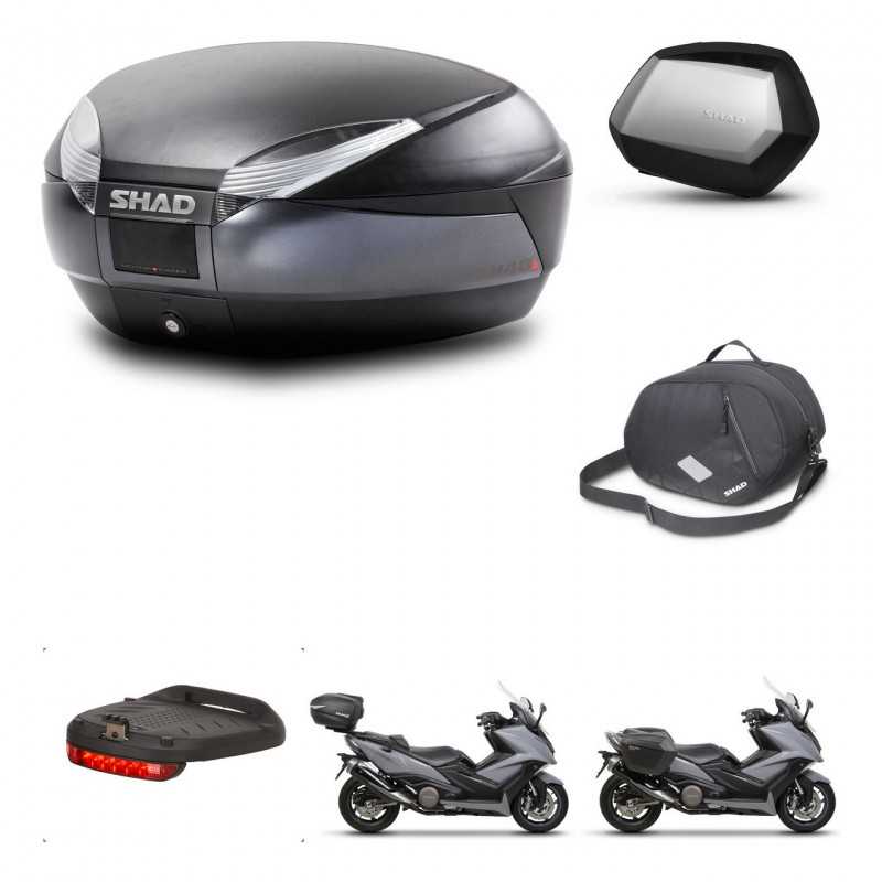 SHAD Maletas laterales + baul trasero accesorios herraje 3p montaje SH48 DARK GREY PREMIUM SC SH35 KIT-272382
