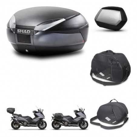 SHAD Maletas laterales + baul trasero accesorios herraje 3p montaje SH48 DARK GREY PREMIUM SC SH35 KIT-272391