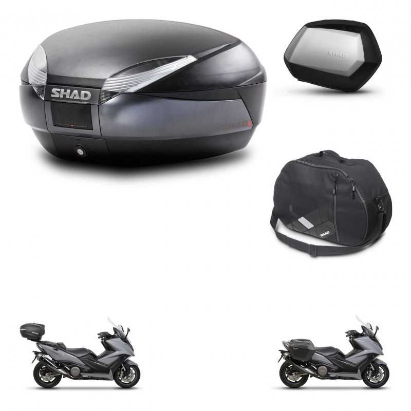 SHAD Maletas laterales + baul trasero bolsa interna herraje 3p montaje SH48 DARK GREY PREMIUM SC SH35 KIT-272392
