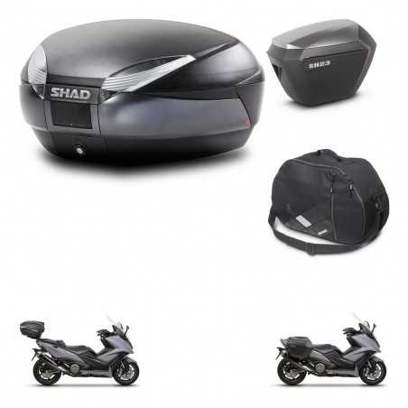 SHAD Side cases + rear trunk + inner bag + 3p hardware + mounting hardware SH48 DARK GREY PREMIUM SH23 ALU KIT-272393
