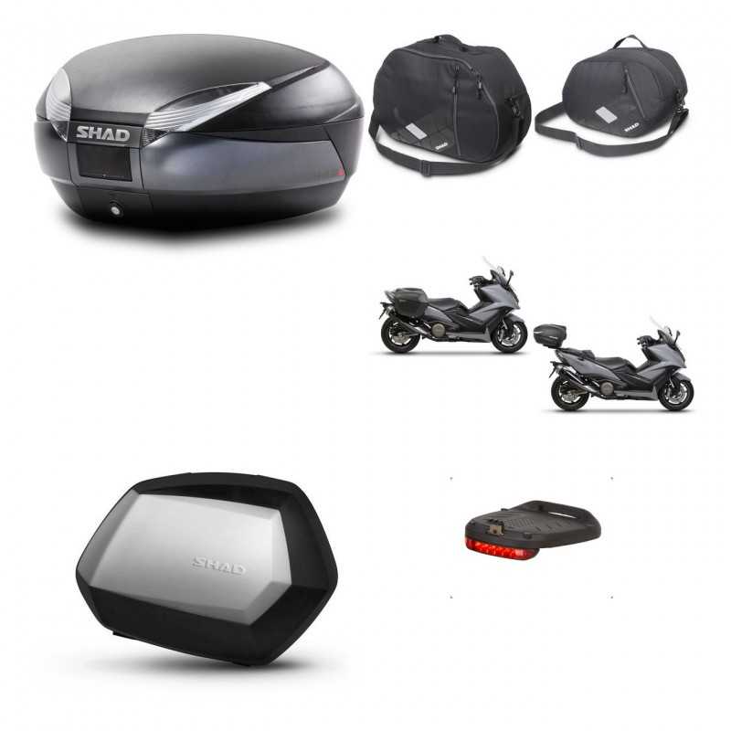SHAD Maletas laterales + baul trasero accesorios herraje 3p montaje SH48 DARK GREY PREMIUM SC SH35 KIT-272400