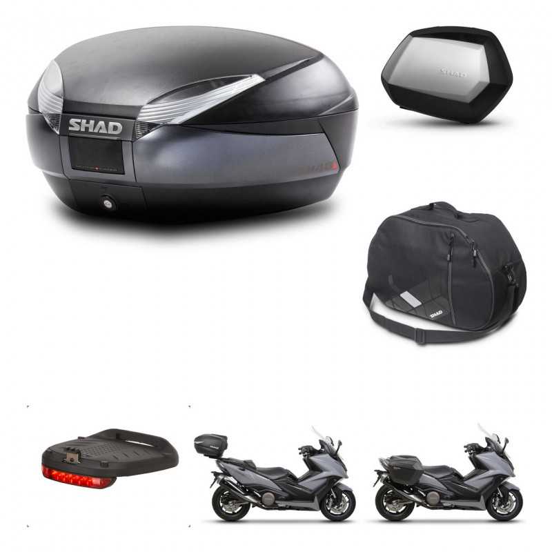 SHAD Maletas laterales + baul trasero accesorios herraje 3p montaje SH48 DARK GREY PREMIUM SC SH35 KIT-272401