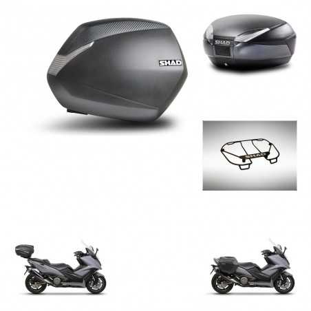 SHAD Baul trasero + maletas laterales parrilla portabultos superior herraje 3p montaje SH36 SH 36 SH48 DARK GREY PREMIUM KIT-272