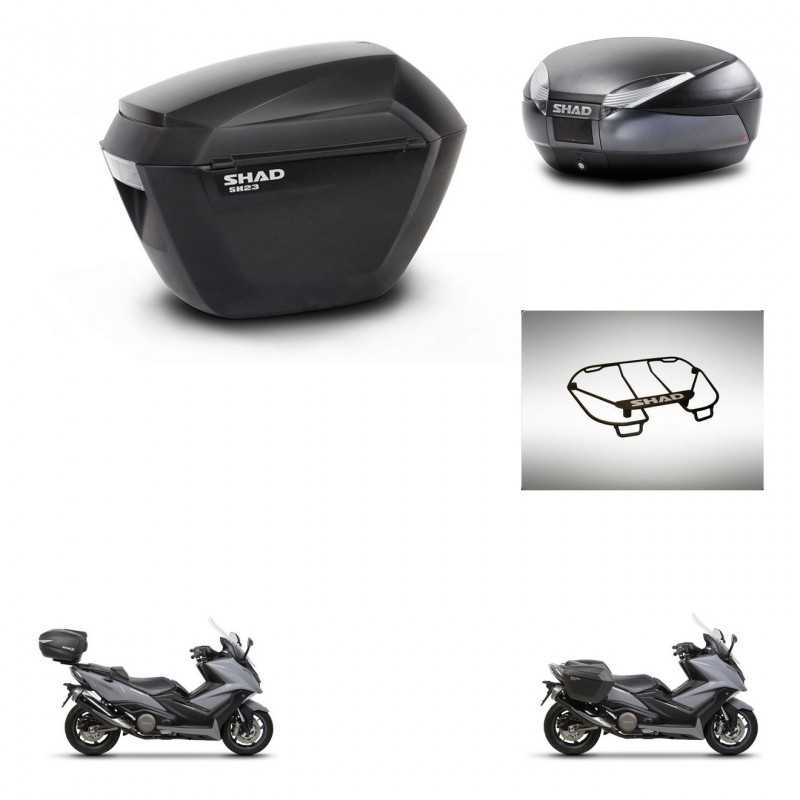 SHAD Baul trasero + maletas laterales parrilla portabultos superior herraje 3p montaje SH23 SH48 DARK GREY PREMIUM KIT-272405