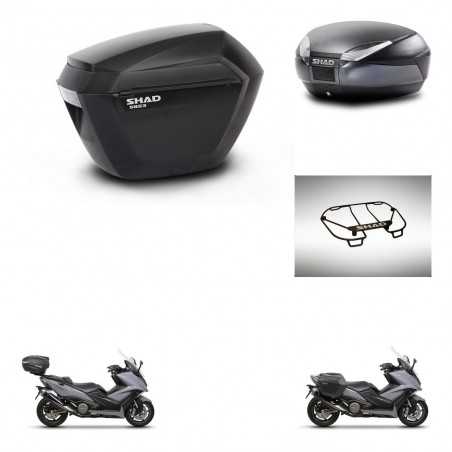 SHAD Baul trasero + maletas laterales parrilla portabultos superior herraje 3p montaje SH23 SH48 DARK GREY PREMIUM KIT-272405