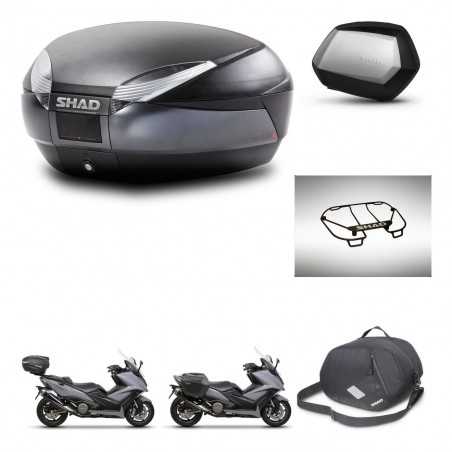 SHAD Maletas laterales + baul trasero accesorios herraje 3p montaje SH48 DARK GREY PREMIUM SC SH35 KIT-272409