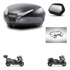 SHAD Maletas laterales + baul trasero parrilla portabultos superior herraje 3p montaje SH48 DARK GREY PREMIUM SC SH35 KIT-272410