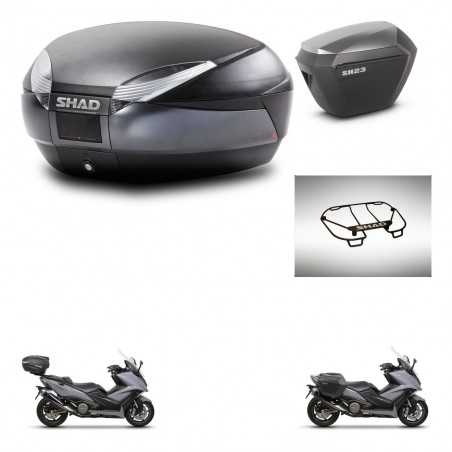 SHAD Side cases + rear trunk + upper rack rack + 3p hardware + mounting hardware SH48 DARK GREY PREMIUM SH23 ALU KIT-272411
