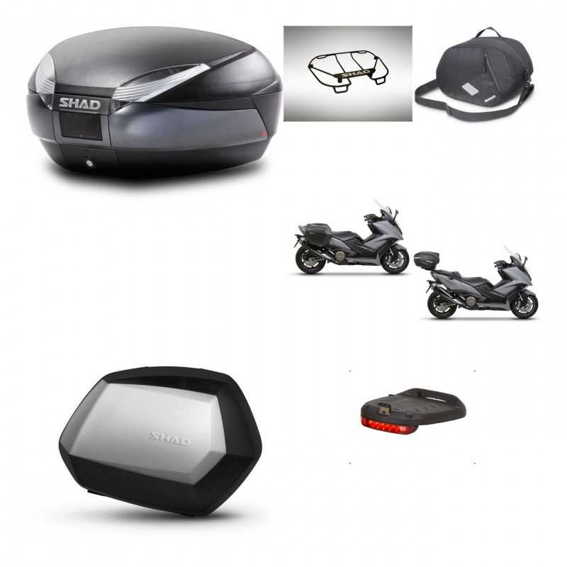 SHAD Maletas laterales + baul trasero accesorios herraje 3p montaje SH48 DARK GREY PREMIUM SC SH35 KIT-272418