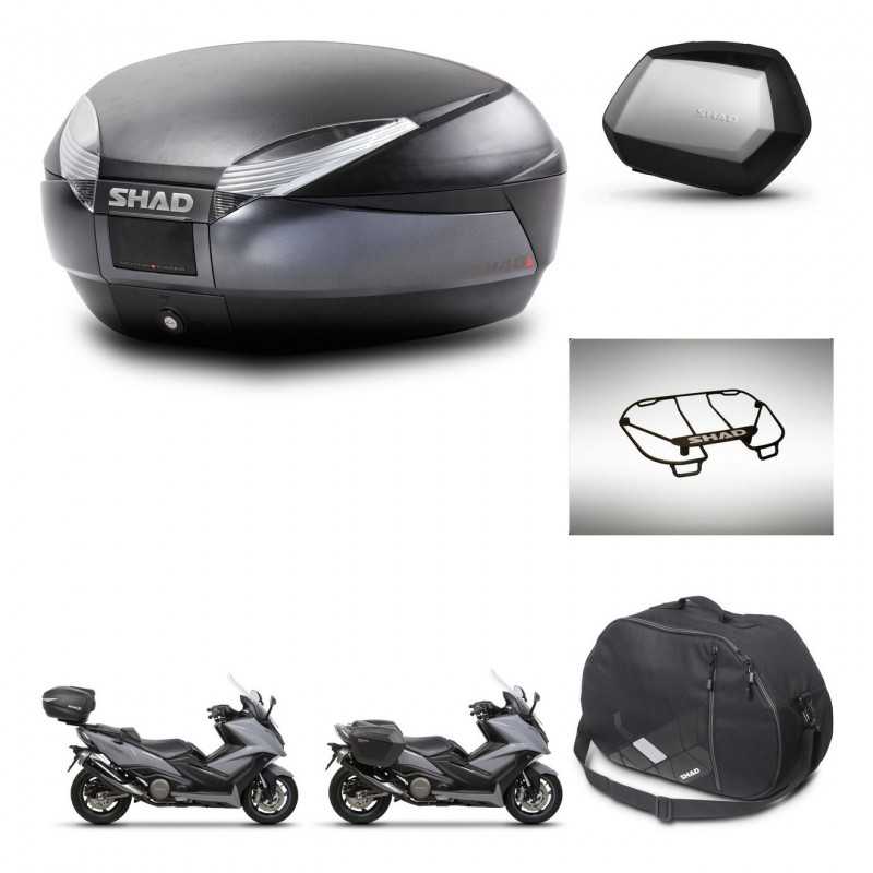 SHAD Maletas laterales + baul trasero accesorios herraje 3p montaje SH48 DARK GREY PREMIUM SC SH35 KIT-272428